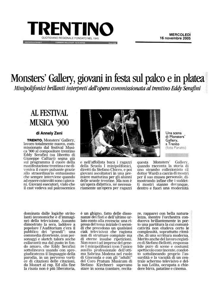 Monster’s Gallery, giovani in festa sul palco e in platea – Trentino – 16/11/2005
